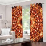 Orange Kaleidoscope Print Blackout Grommet Curtains