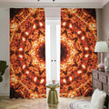 Orange Kaleidoscope Print Dimout Pencil Pleat Curtains