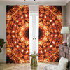 Orange Kaleidoscope Print Blackout Pencil Pleat Curtains