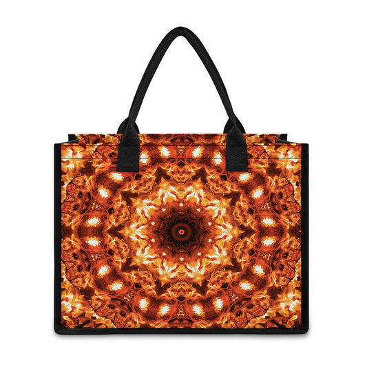 Orange Kaleidoscope Print Canvas Tote Bag