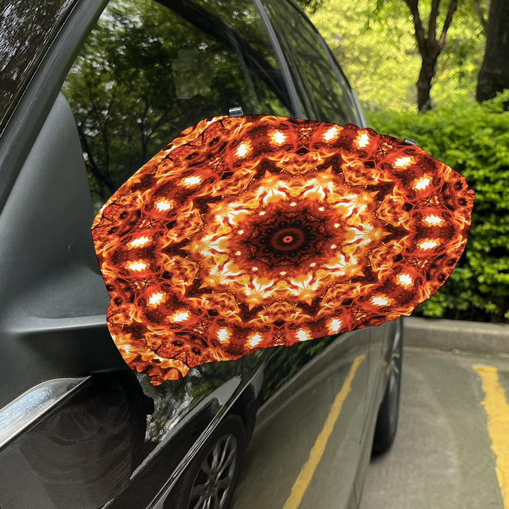 Orange Kaleidoscope Print Car Side Mirror Covers