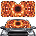 Orange Kaleidoscope Print Car Windshield Sun Shade