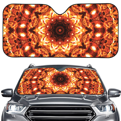 Orange Kaleidoscope Print Car Windshield Sun Shade