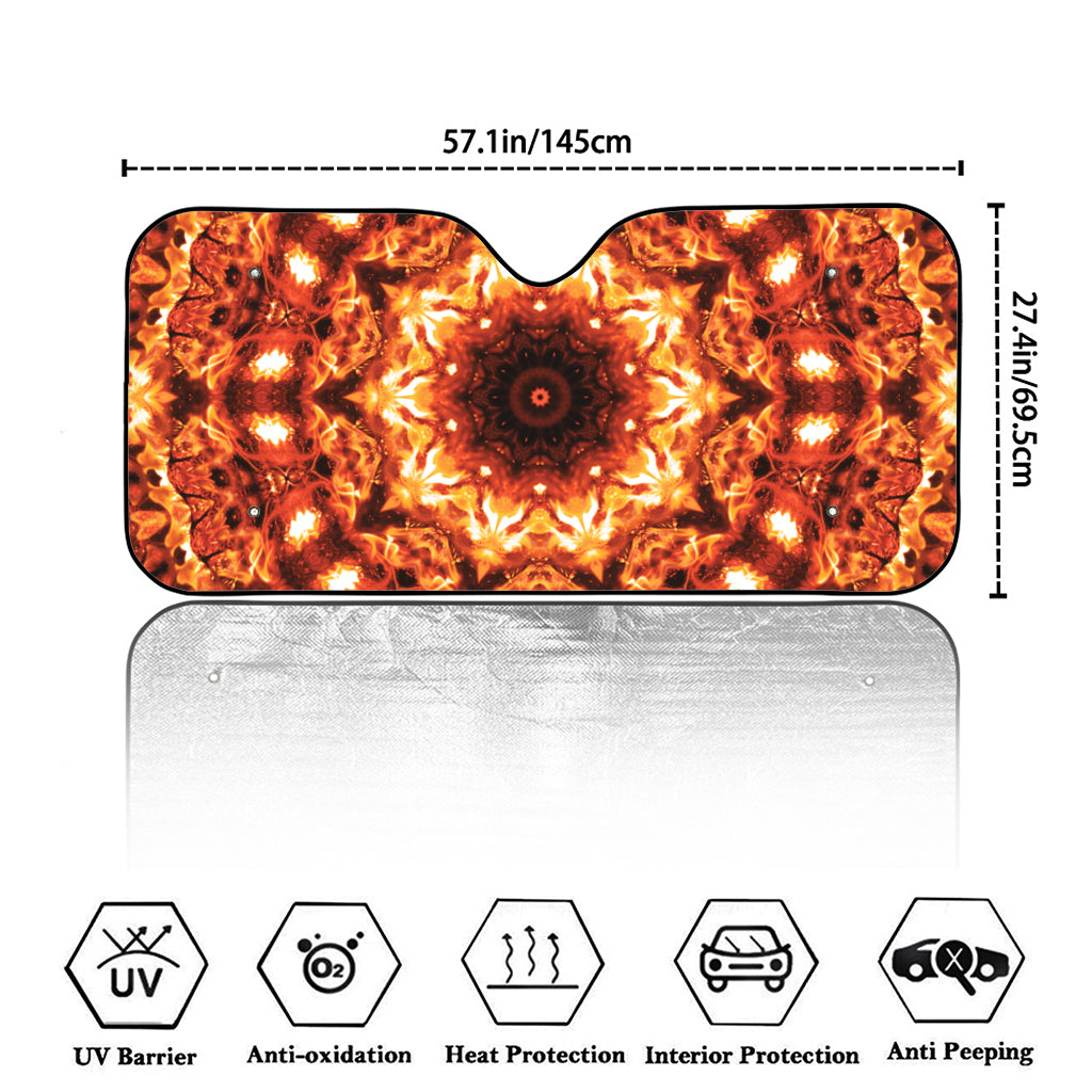 Orange Kaleidoscope Print Car Windshield Sun Shade