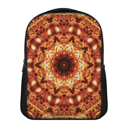 Orange Kaleidoscope Print Casual Backpack