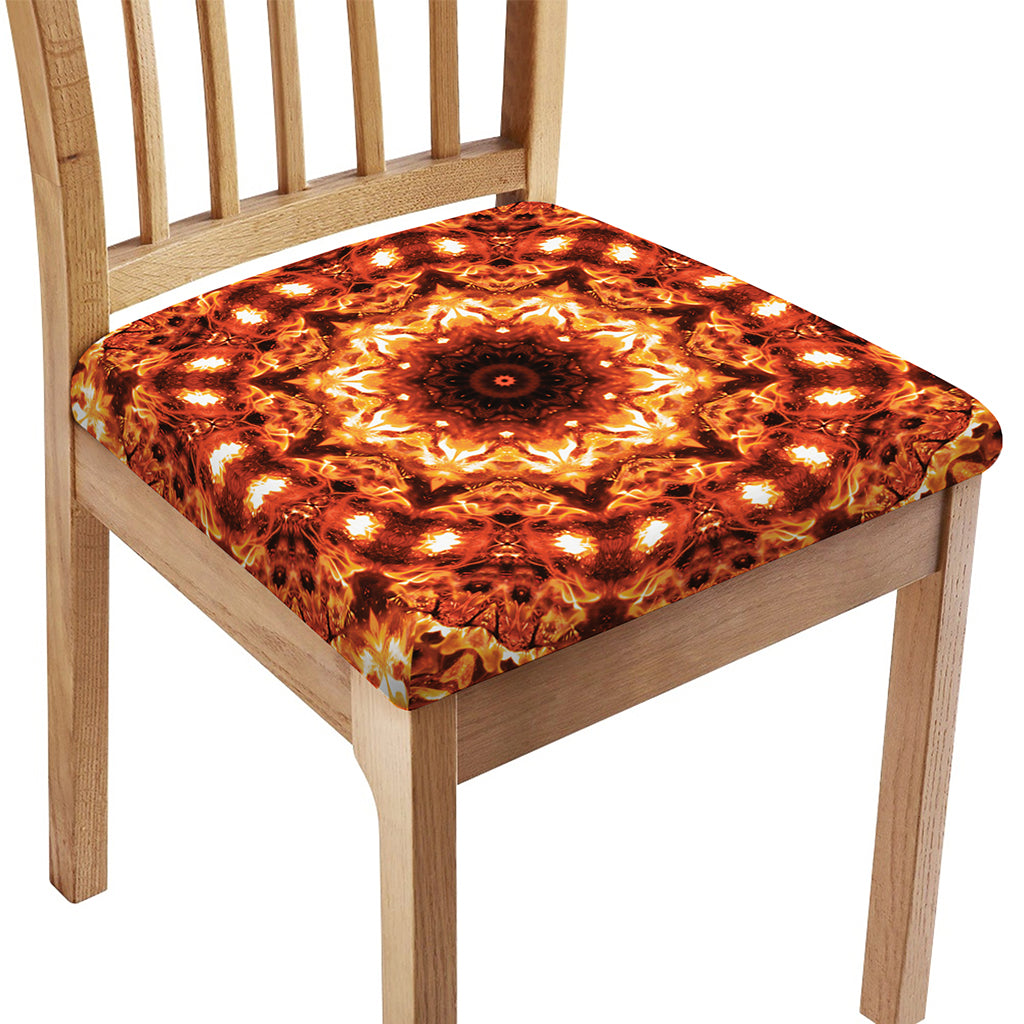 Orange Kaleidoscope Print Chair Cushion Cover
