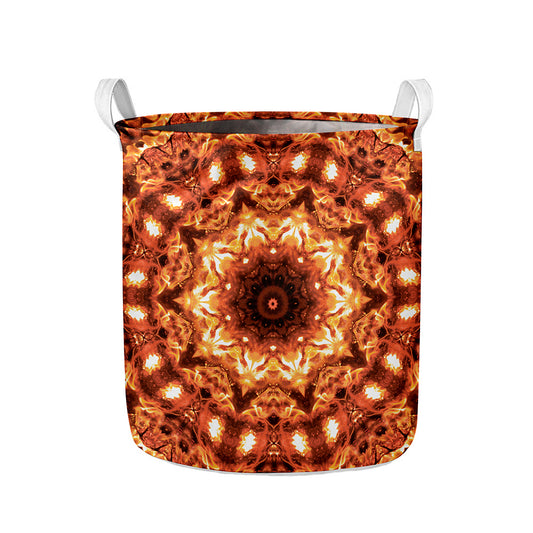 Orange Kaleidoscope Print Collapsible Laundry Basket