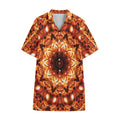 Orange Kaleidoscope Print Cotton Hawaiian Shirt