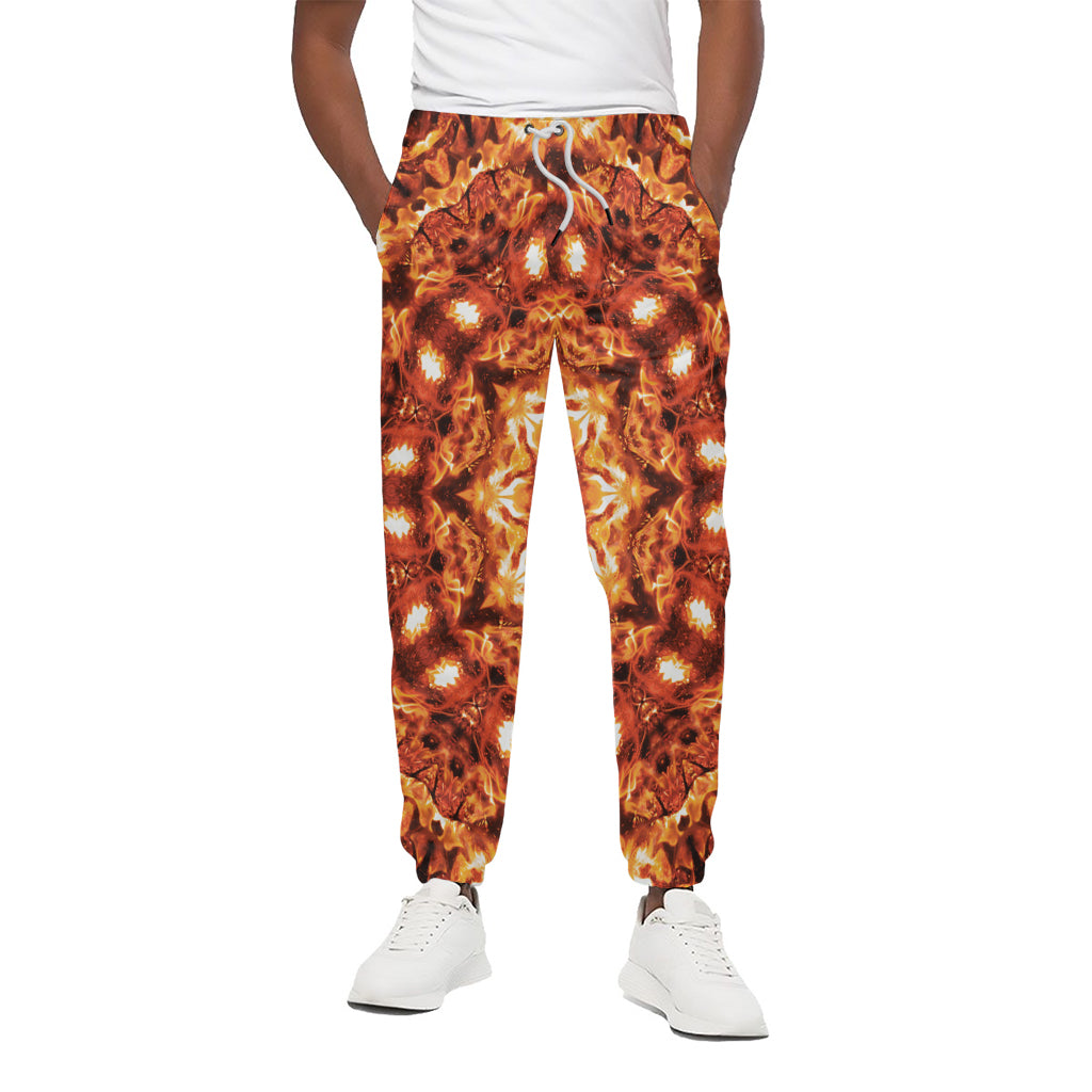 Orange Kaleidoscope Print Cotton Pants