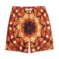 Orange Kaleidoscope Print Cotton Shorts