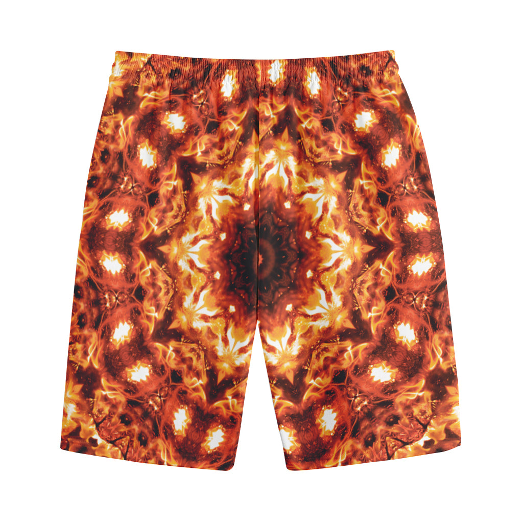 Orange Kaleidoscope Print Cotton Shorts