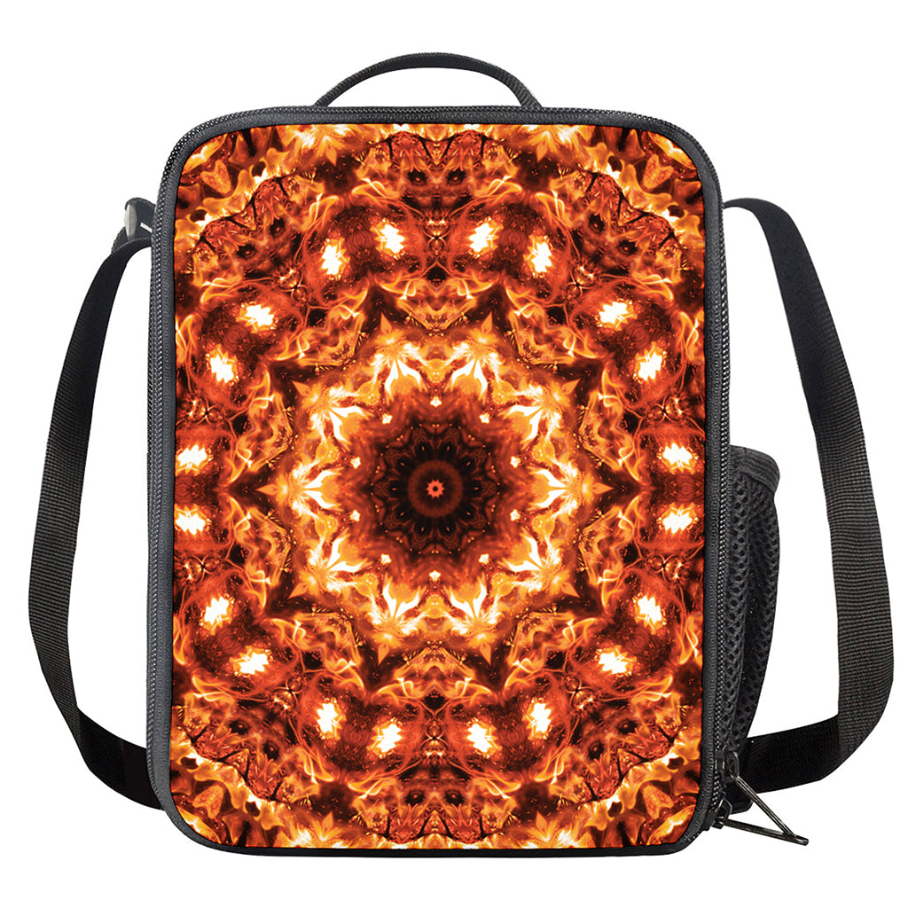 Orange Kaleidoscope Print Crossbody Lunch Bag