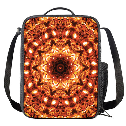 Orange Kaleidoscope Print Crossbody Lunch Bag