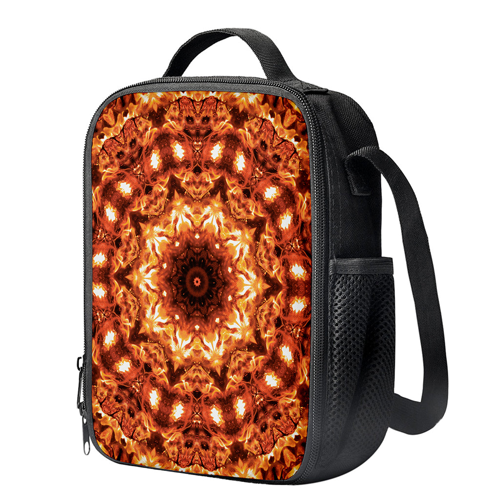 Orange Kaleidoscope Print Crossbody Lunch Bag