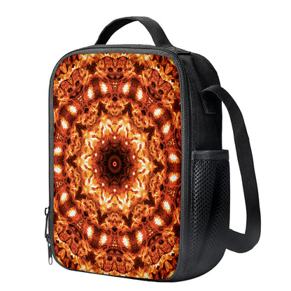 Orange Kaleidoscope Print Crossbody Lunch Bag