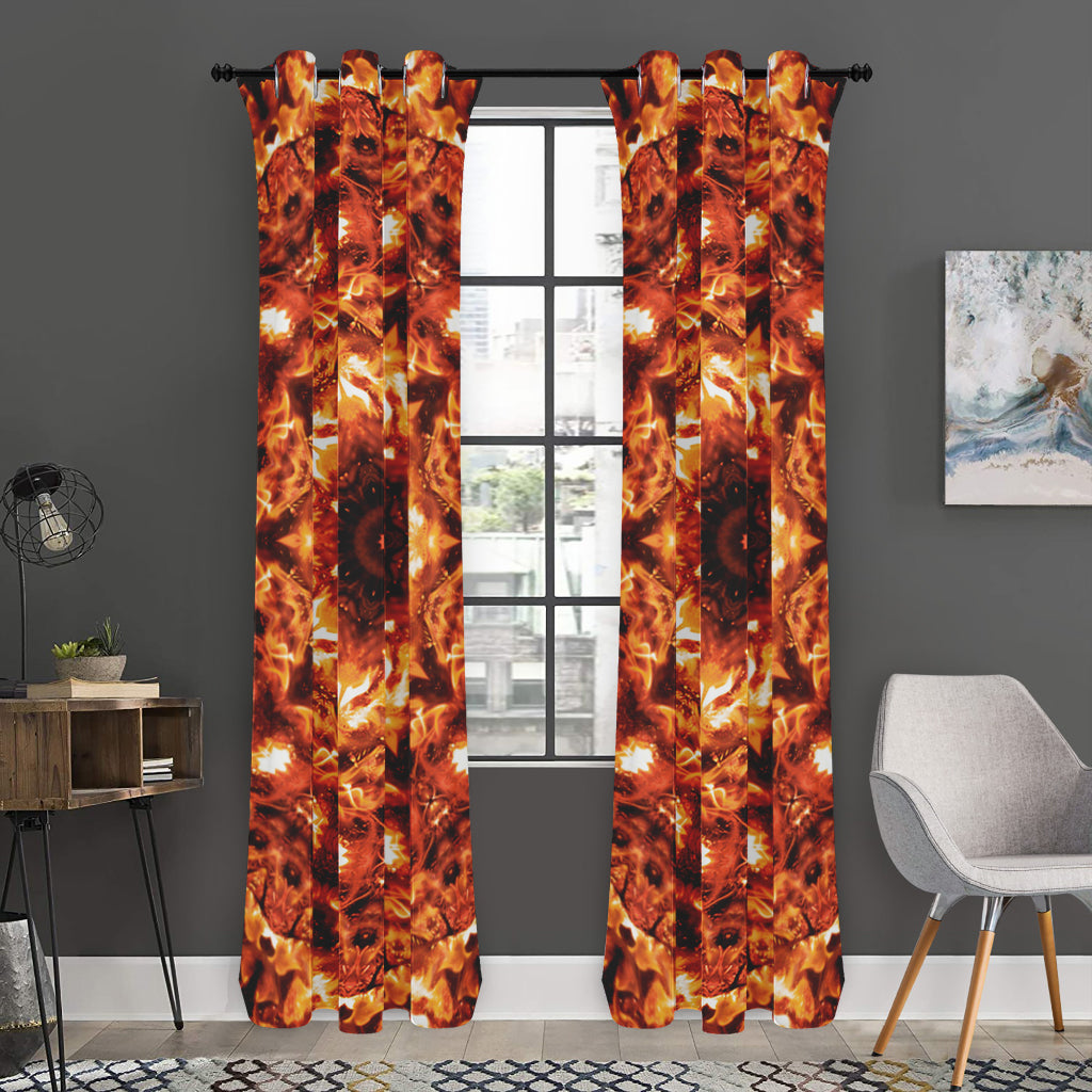 Orange Kaleidoscope Print Curtain