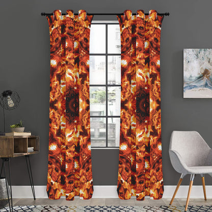 Orange Kaleidoscope Print Curtain