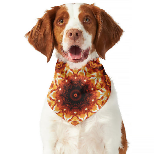 Orange Kaleidoscope Print Dog Bandana