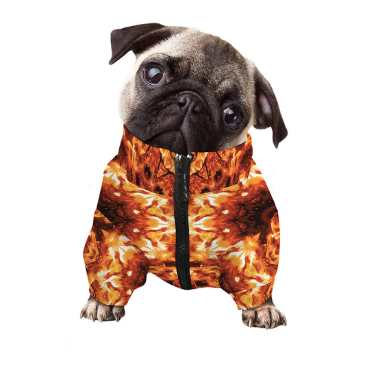 Orange Kaleidoscope Print Dog Zip Up Jacket