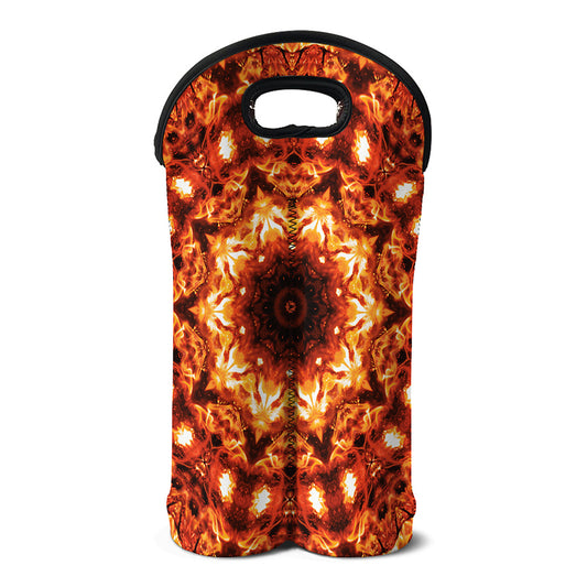 Orange Kaleidoscope Print Double Neoprene Wine Tote