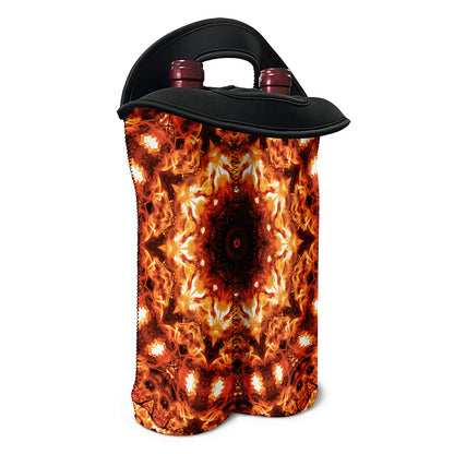Orange Kaleidoscope Print Double Neoprene Wine Tote