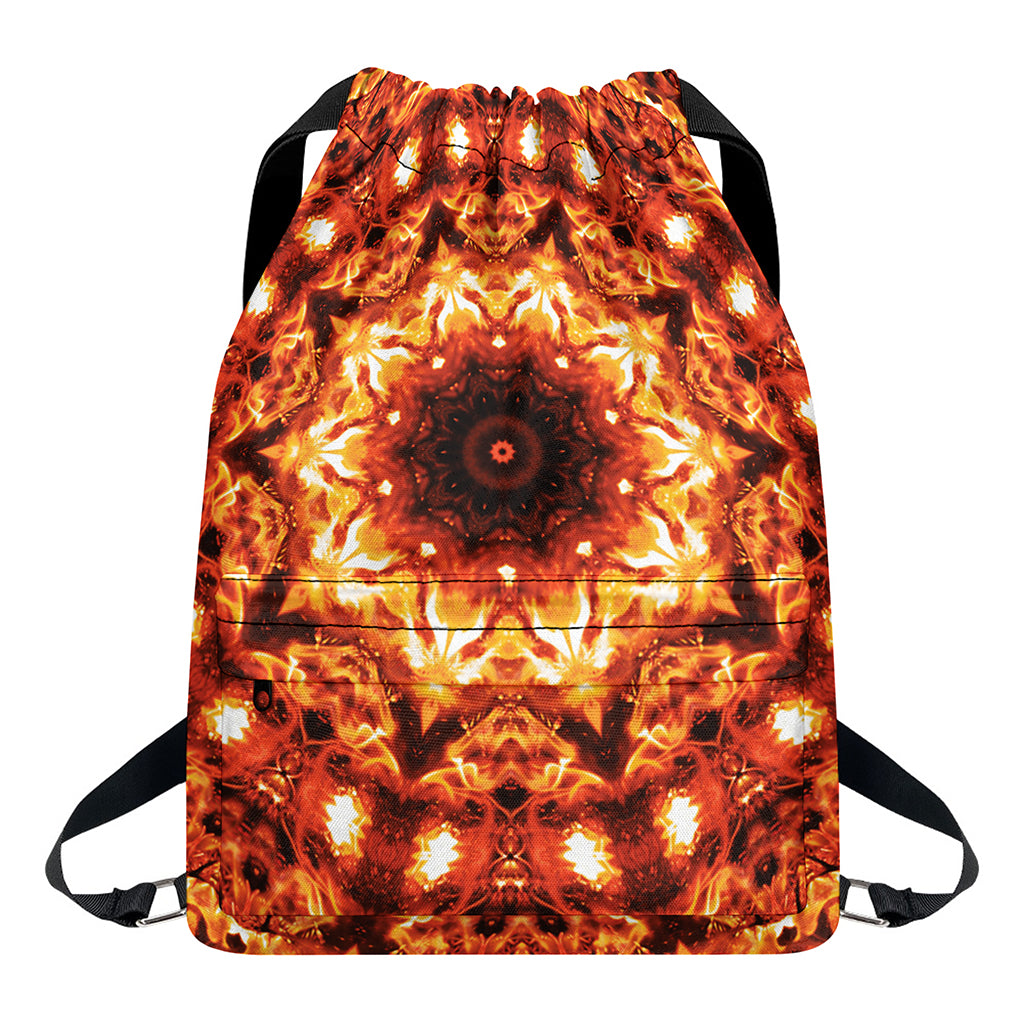 Orange Kaleidoscope Print Drawstring Backpack