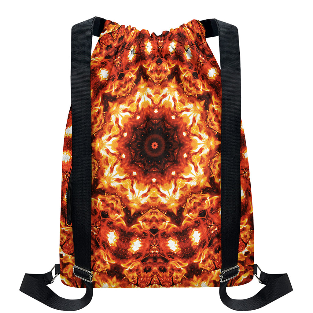 Orange Kaleidoscope Print Drawstring Backpack