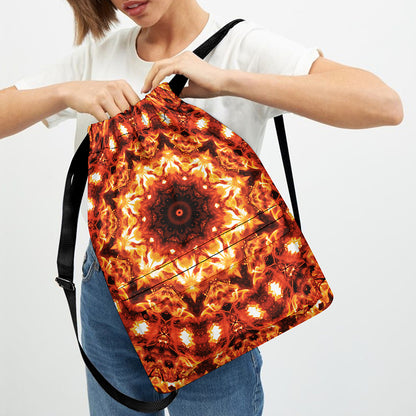 Orange Kaleidoscope Print Drawstring Backpack