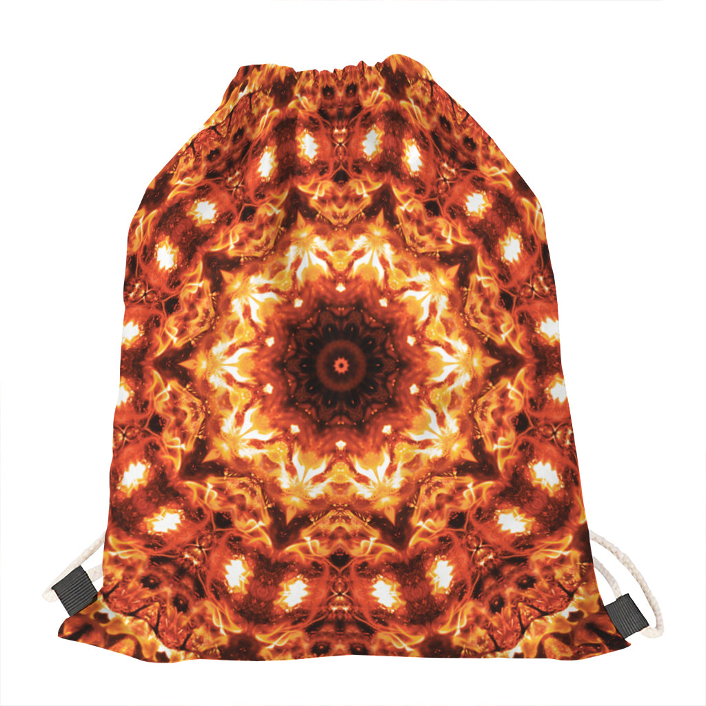 Orange Kaleidoscope Print Drawstring Bag