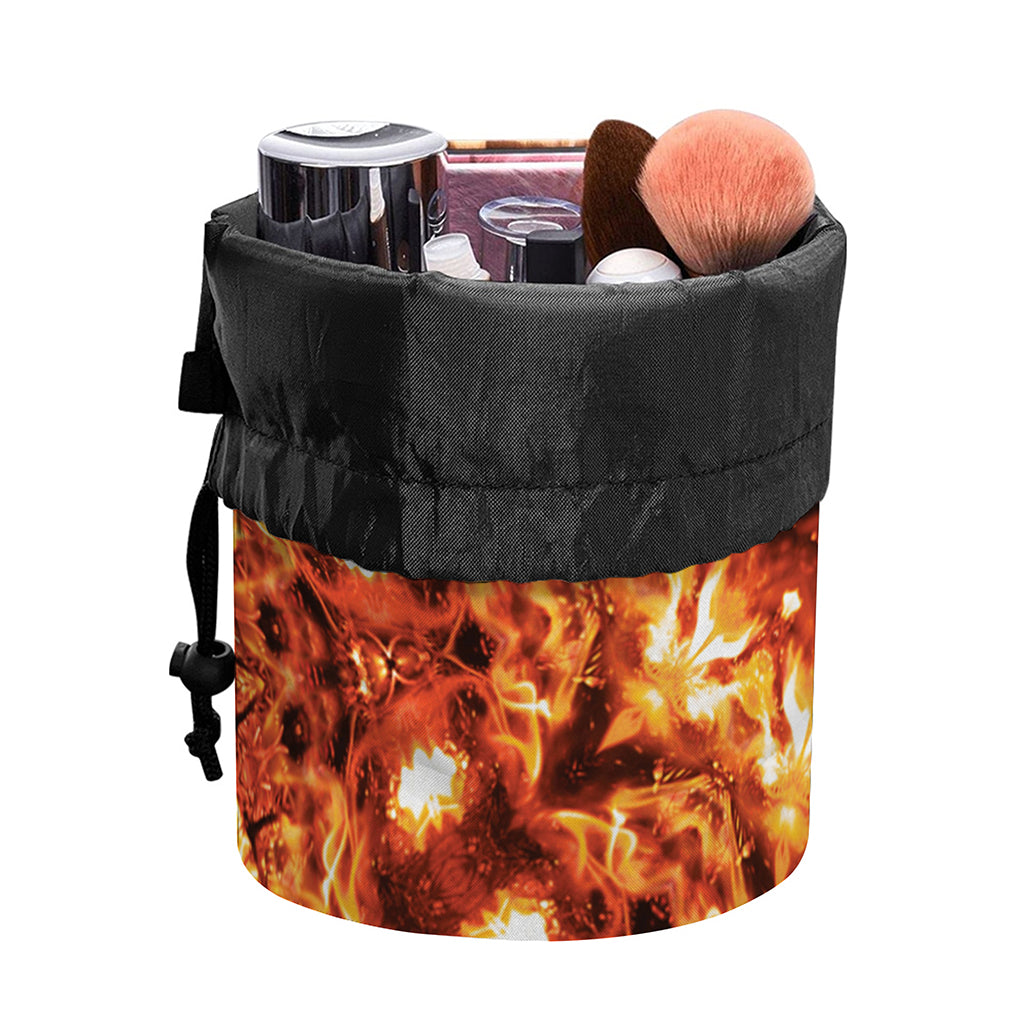 Orange Kaleidoscope Print Drawstring Makeup Bag