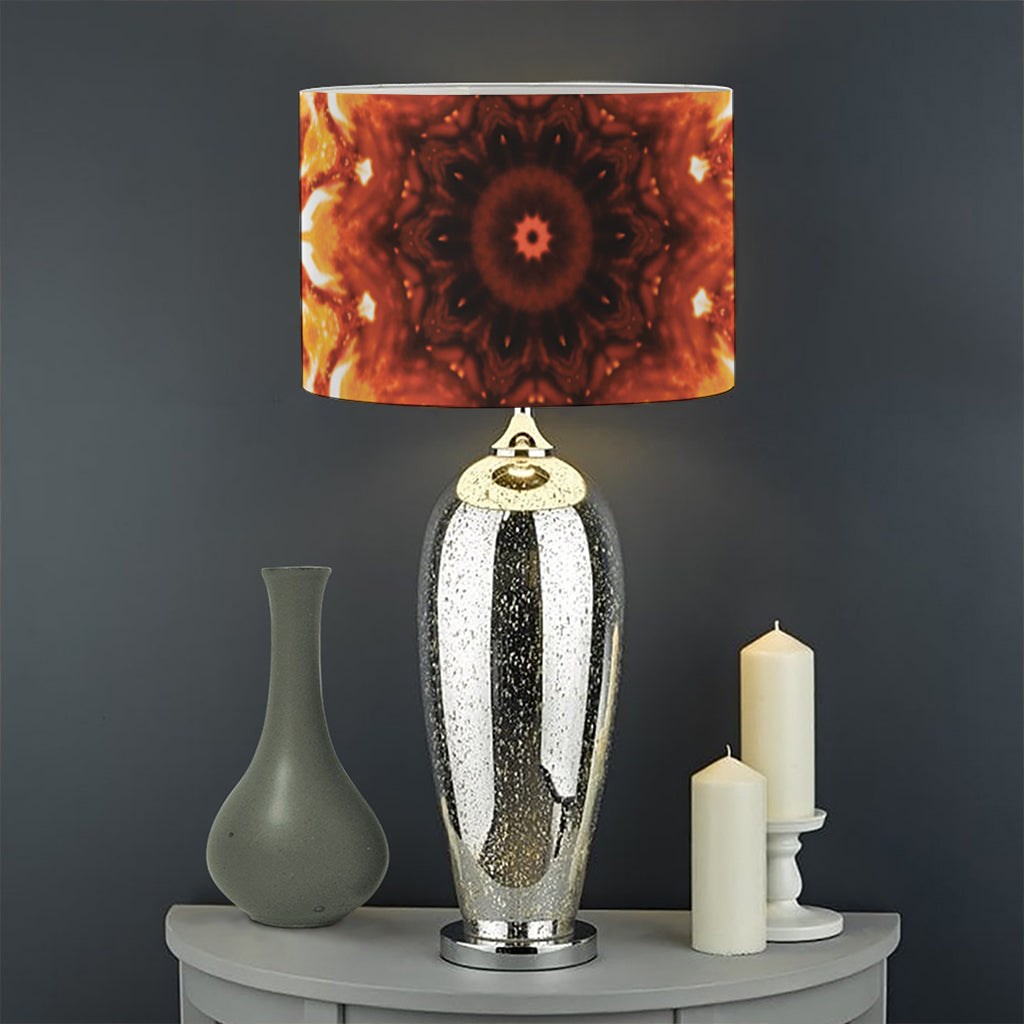 Orange Kaleidoscope Print Drum Lamp Shade
