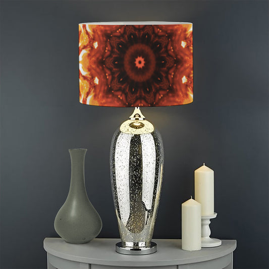 Orange Kaleidoscope Print Drum Lamp Shade
