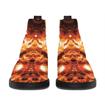 Orange Kaleidoscope Print Flat Ankle Boots