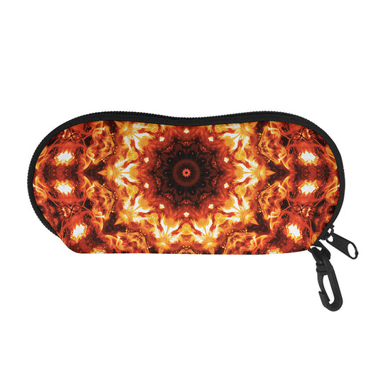 Orange Kaleidoscope Print Glasses Case