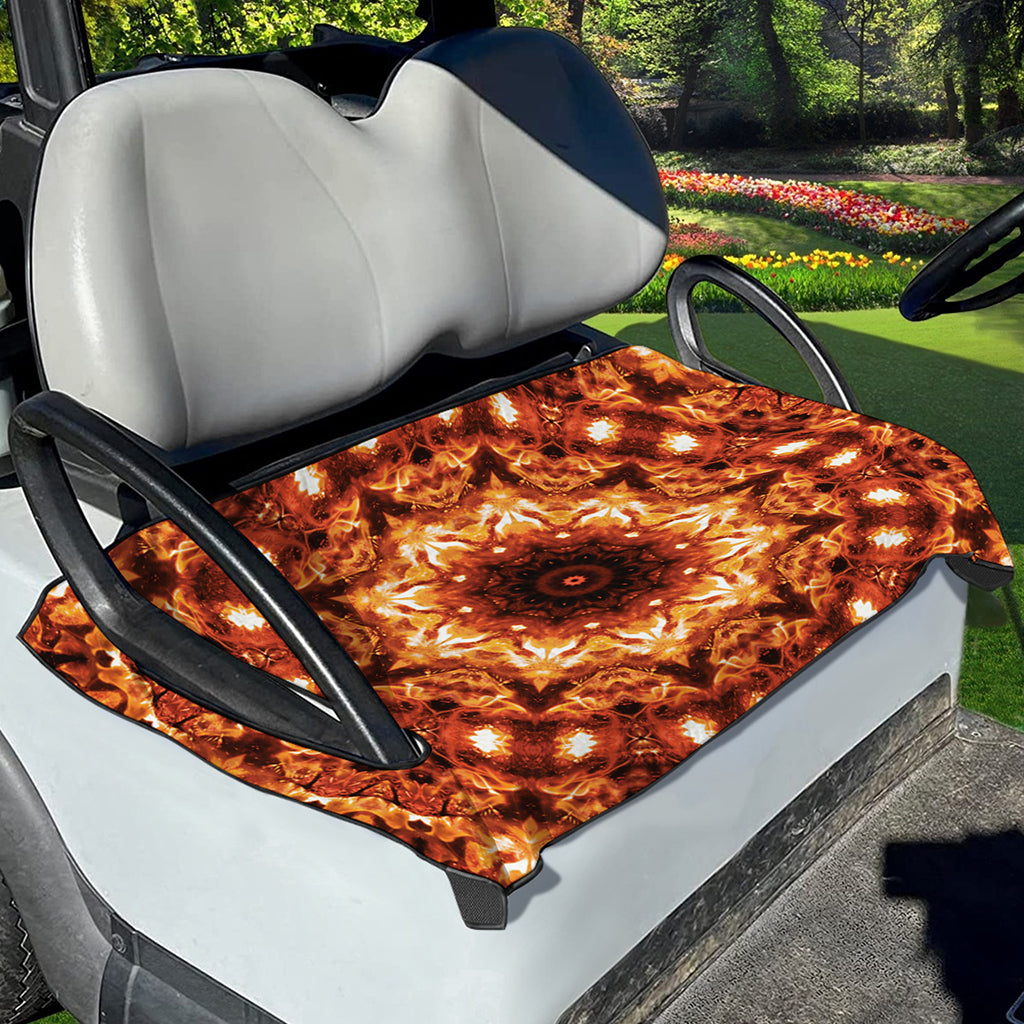 Orange Kaleidoscope Print Golf Cart Seat Cover