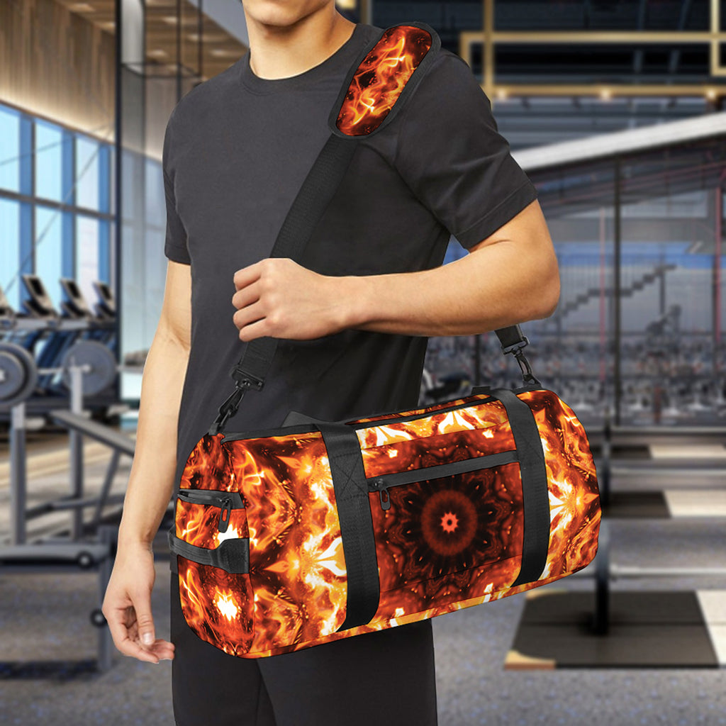 Orange Kaleidoscope Print Gym Bag