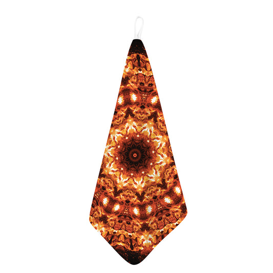 Orange Kaleidoscope Print Hand Towel