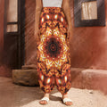 Orange Kaleidoscope Print Harem Pants
