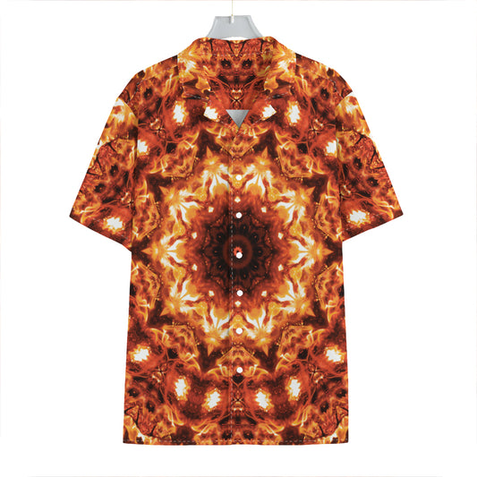 Orange Kaleidoscope Print Hawaiian Shirt