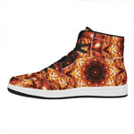 Orange Kaleidoscope Print High Top Leather Sneakers