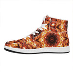 Orange Kaleidoscope Print High Top Leather Sneakers