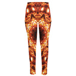 Orange Kaleidoscope Print High-Waisted Pocket Leggings