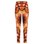 Orange Kaleidoscope Print High-Waisted Pocket Leggings