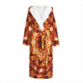 Orange Kaleidoscope Print Hooded Bathrobe