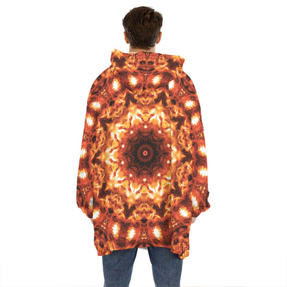 Orange Kaleidoscope Print Hoodie Blanket