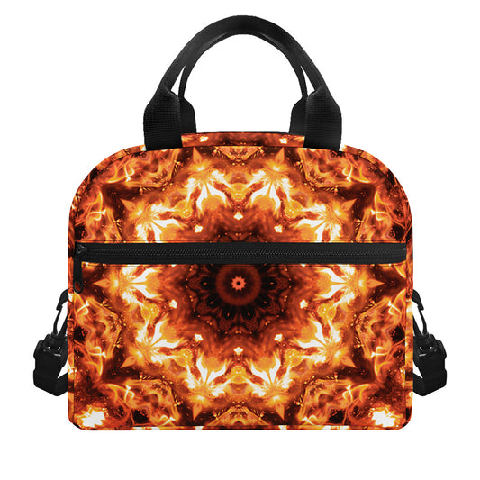 Orange Kaleidoscope Print Insulated Lunch Bag