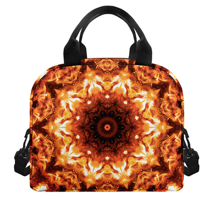 Orange Kaleidoscope Print Insulated Lunch Bag
