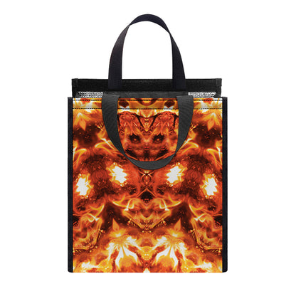 Orange Kaleidoscope Print Insulated Lunch Tote