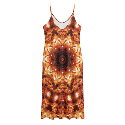 Orange Kaleidoscope Print Jersey Midi Cami Dress