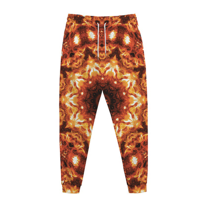 Orange Kaleidoscope Print Jogger Pants